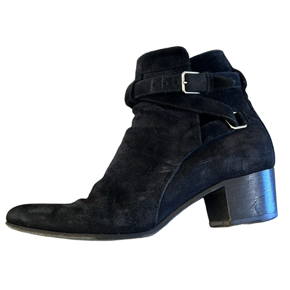 YSL West Jodhpur Black Suede Ankle Boots - Picture 1 of 8